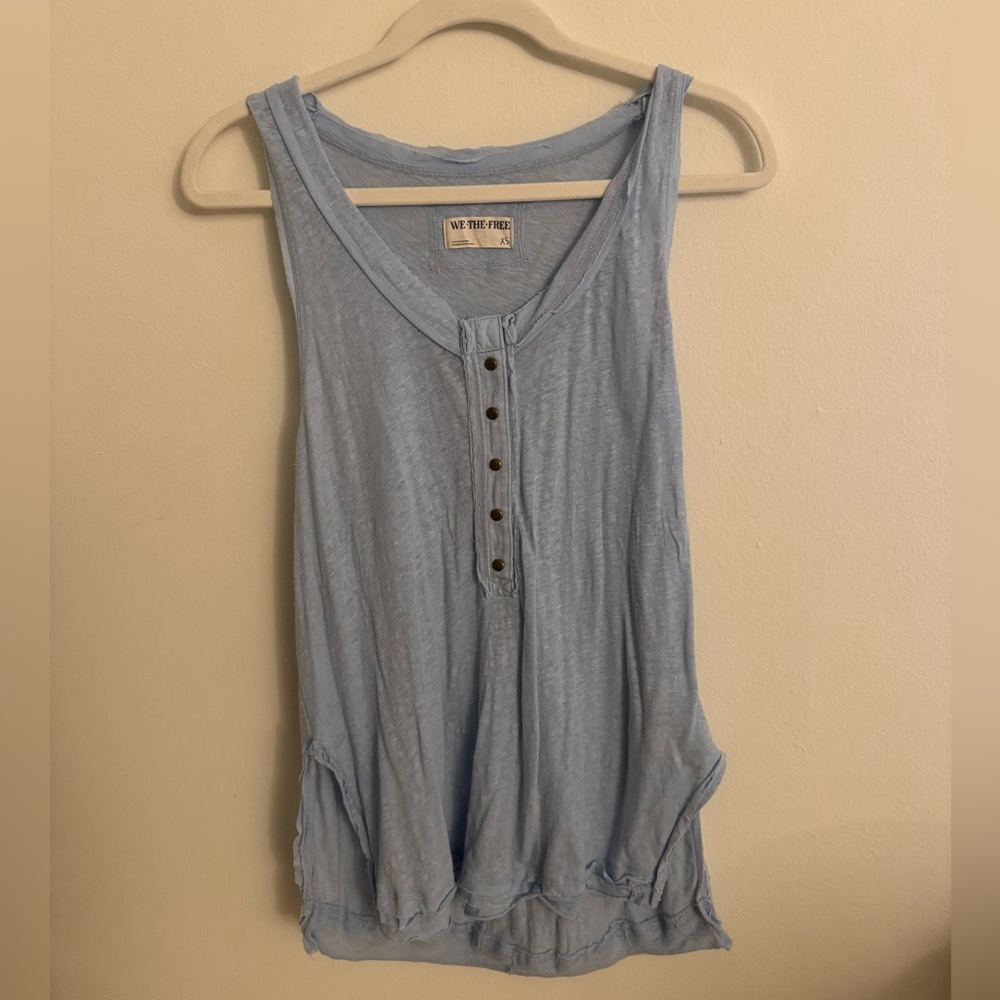 We The Free Light Blue Raw-edge Tank Top in Size XS